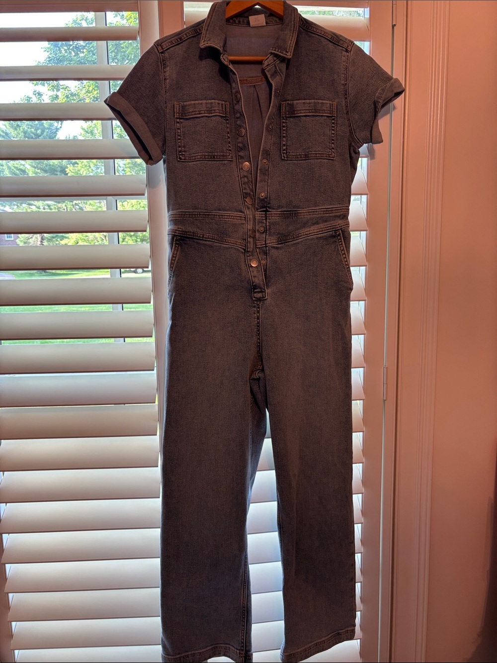 Denim Jumpsuit Romper - Washed Blue